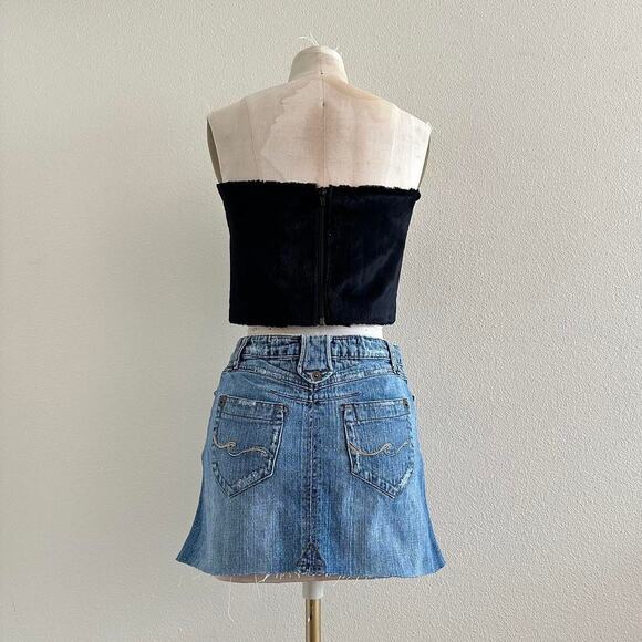 handmade black fuzzy tube crop top - Picture 3 of 10